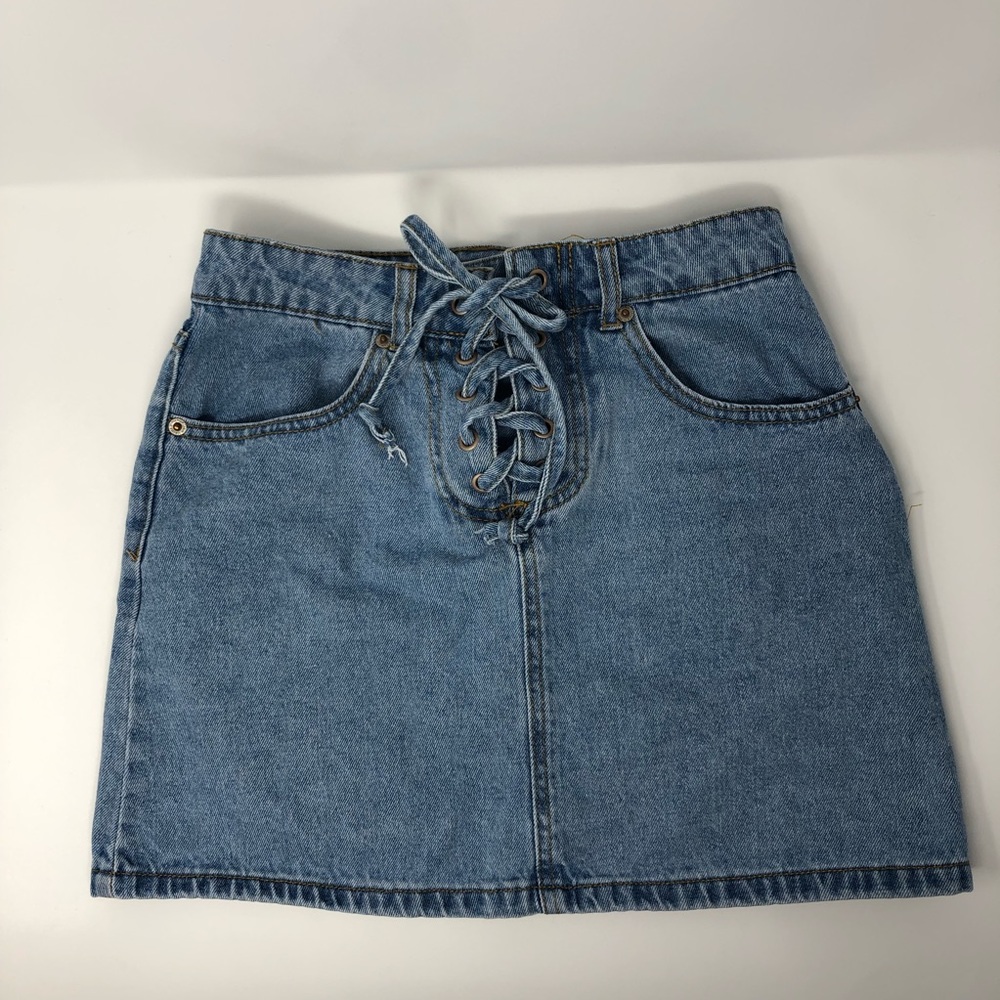 Forever 21 lace-up denim mini skirt - Picture 2 of 4